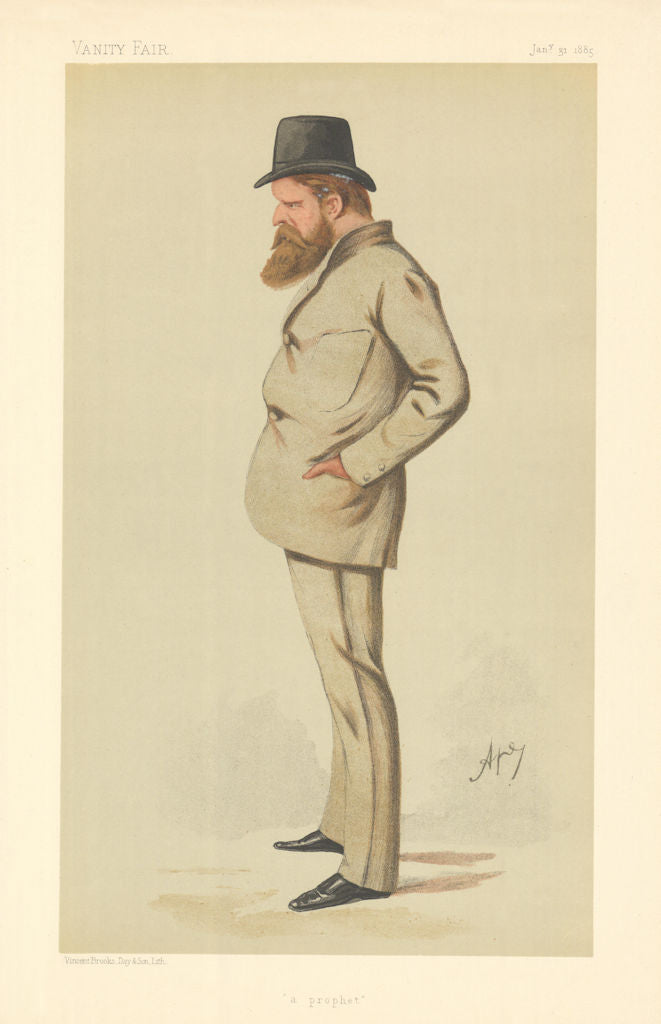 VANITY FAIR SPY CARTOON Wilfrid or Wilfred Scawen Blunt 'a prophet' 1885 print